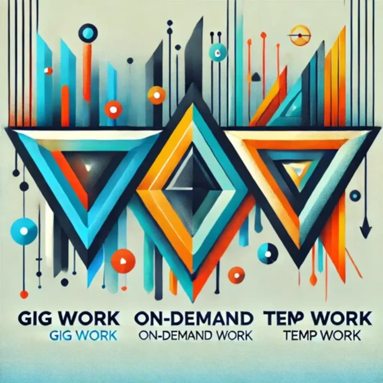 Abstract differences Gig Work On Demand Work and Temp Work. Overview of the Gig Economy