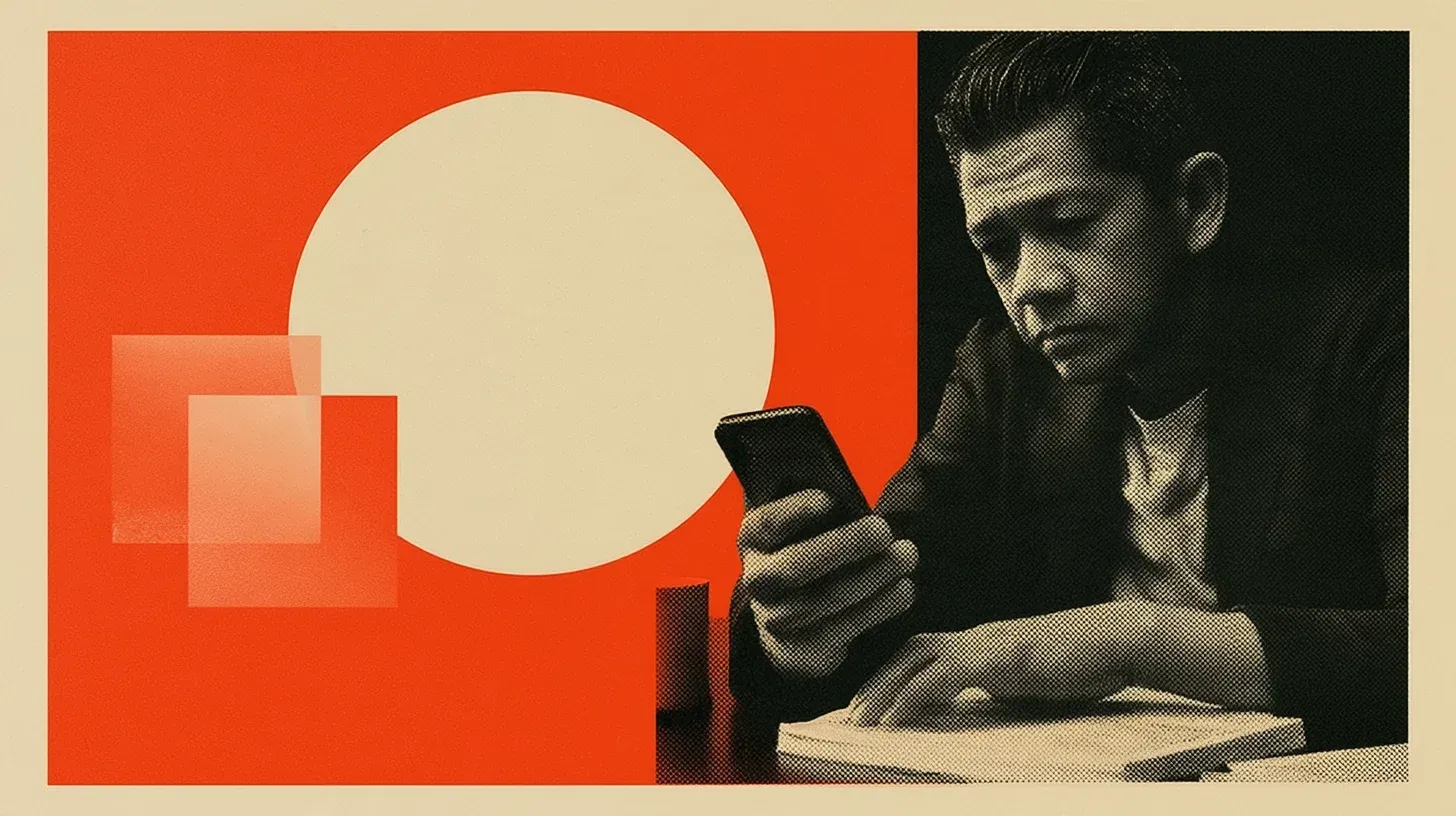 Freelance writer in a Malaysian café checks a delayed payment message beside an edited manuscript and rent reminder.