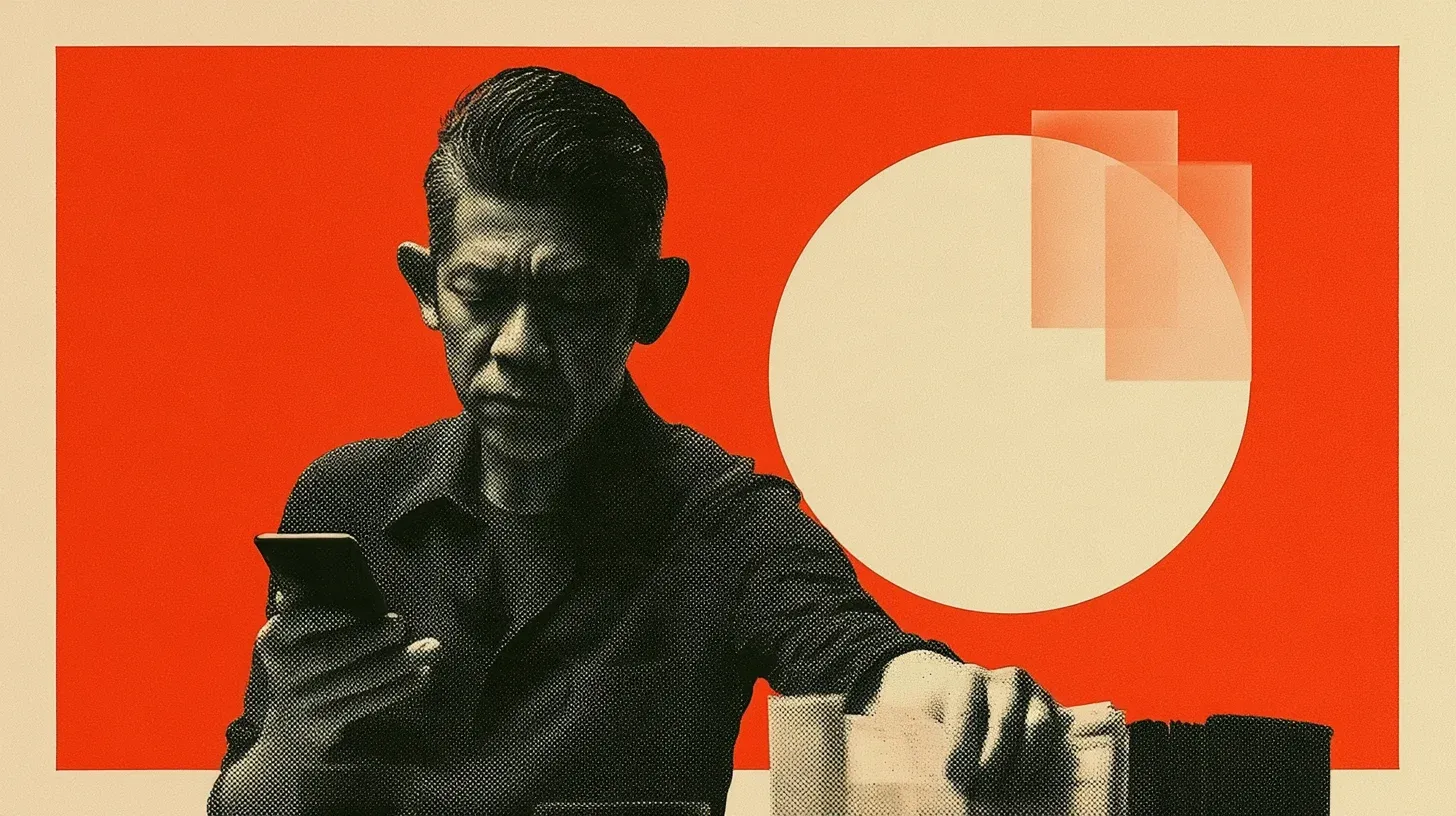 Malaysian F&B floor manager checking a no-show message during a short-staffed Friday rush